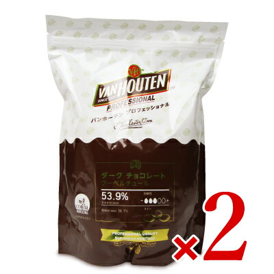 バンホーテン プロフェッショナル ダークチョコレート 53.9％ 1kg （1000g） × 2個［VAN HOUTEN］《4月-10月は冷蔵便でのお届け》《冷蔵手数料無料》 沖縄配送不可