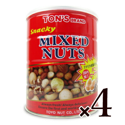東洋ナッツ食品  トンTON'S スナッキーミックスナッツ缶 650g × 4個の通販は 5,154円