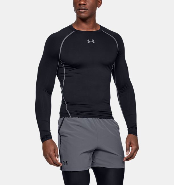 アンダーアーマー メンズ Under Armour HeatGear Armour Compression Shirt コンプレッション 長袖  Black Steel