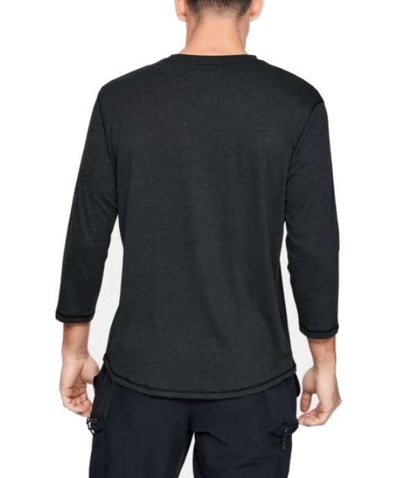 アンダーアーマー メンズ プロジェクト ロック ロンT UA Project Rock 3/4 Henley 長袖 Tシャツ Black Full Heather_1