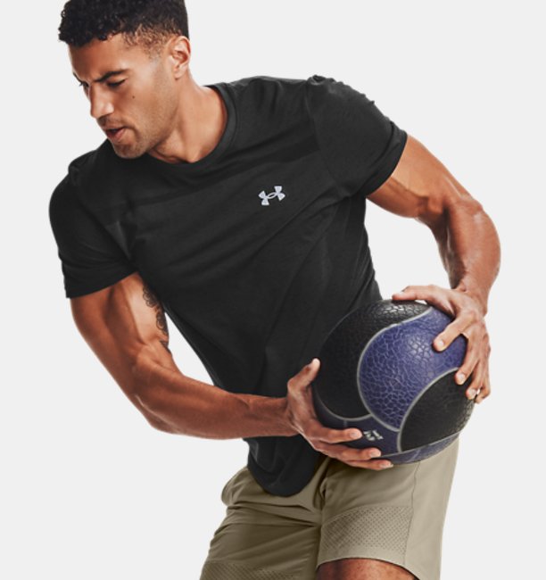 アンダーアーマー メンズ Tシャツ Men's UA Seamless Short Sleeve - Black/Mod Gray