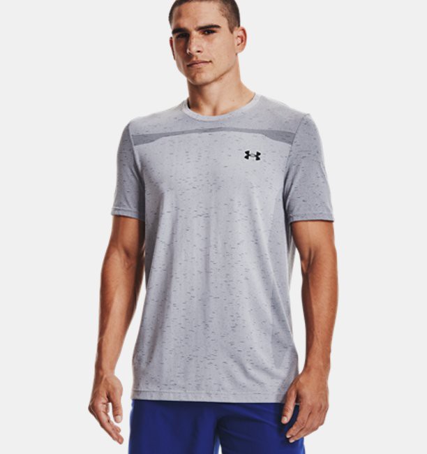 アンダーアーマー メンズ Tシャツ Men's UA Seamless Short Sleeve - Mod Gray/Blackの通販は