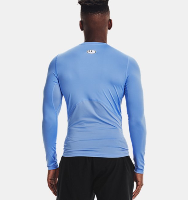 アンダーアーマー メンズ Tシャツ 長袖 ロンT Men's HeatGear Armour Long Sleeve - Carolina Blue/White_1