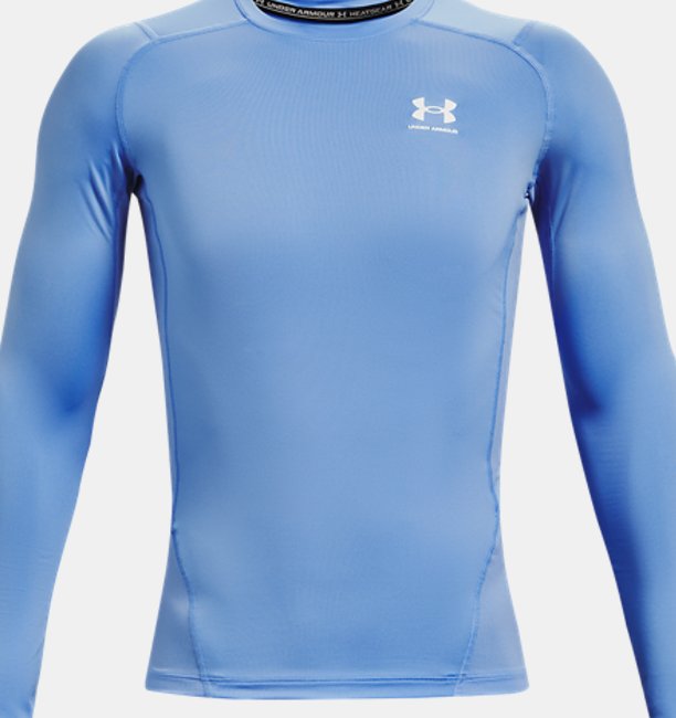 アンダーアーマー メンズ Tシャツ 長袖 ロンT Men's HeatGear Armour Long Sleeve - Carolina Blue/White_4