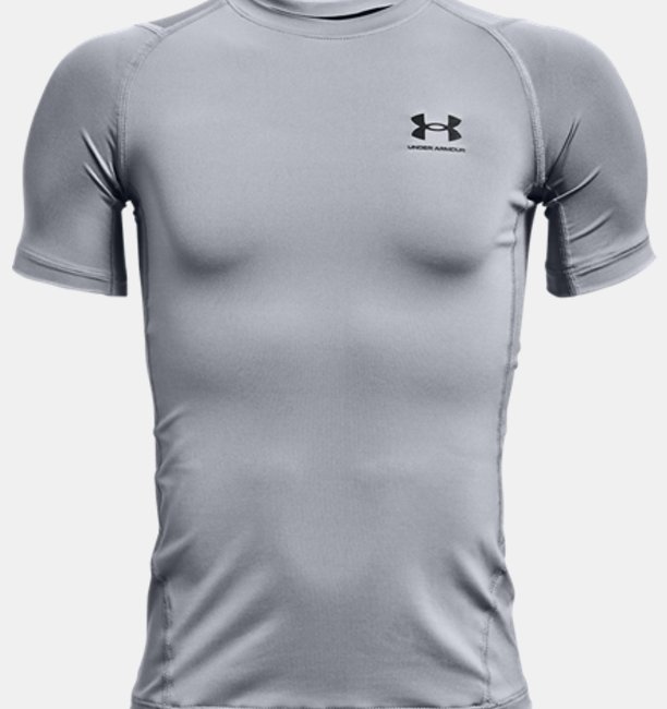 アンダーアーマー キッズ Tシャツ Boys' HeatGear Armour Short Sleeve - Steel/Black
