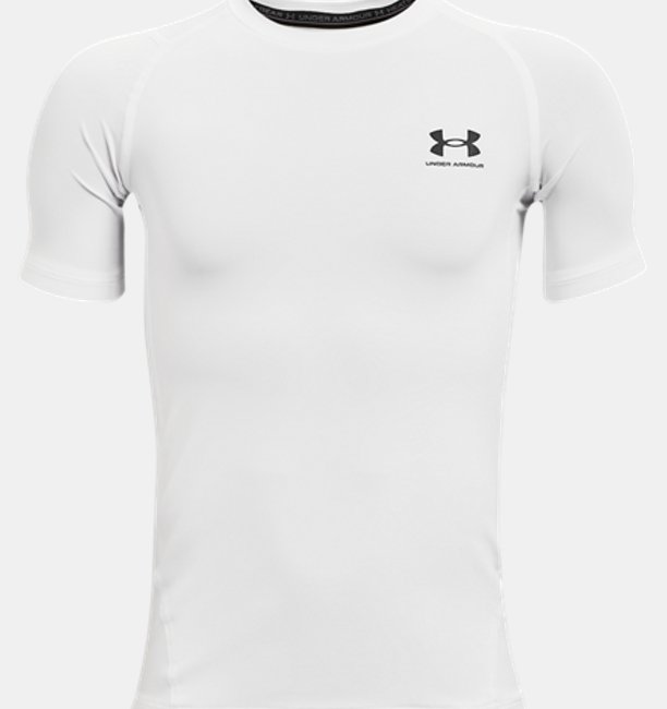 アンダーアーマー キッズ Tシャツ Boys' HeatGear Armour Short Sleeve - White/Black