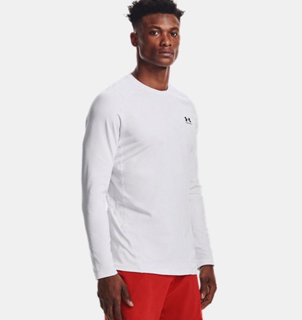 アンダーアーマー メンズ Tシャツ 長袖 ロンT Men's ColdGear Fitted Crew - White/Blackの通販は 14,214円