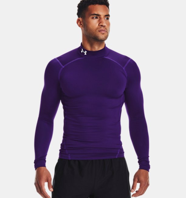 アンダーアーマー メンズ Tシャツ 長袖 ロンT Men's ColdGear Compression Mock - Purple/Whiteの通販は 20,020円