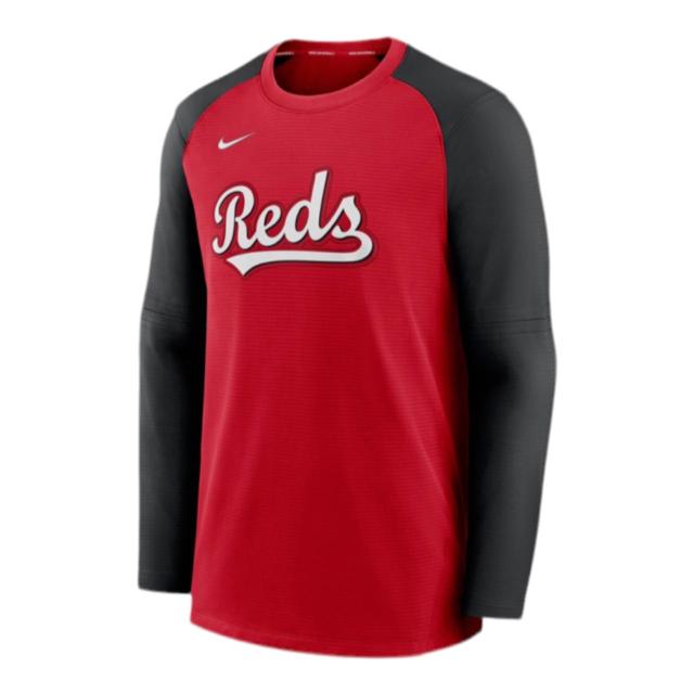 ナイキ メンズ スウェットシャツ Nike Reds Authentic Pregame Raglan Sweatshirt - Red/Black