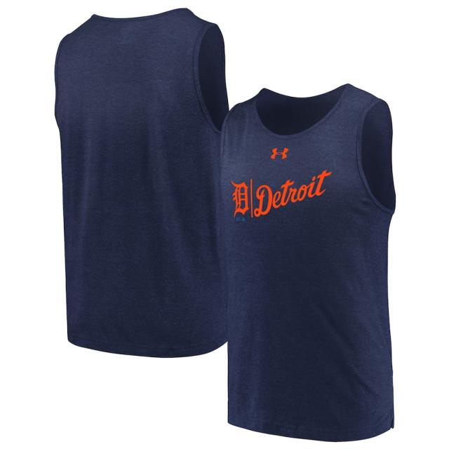 アンダーアーマー メンズ Tシャツ "Detroit Tigers" Under Armour Dual Logo Performance Tri-Blend Tank Top - Heathered Navyの通販は 10,120円