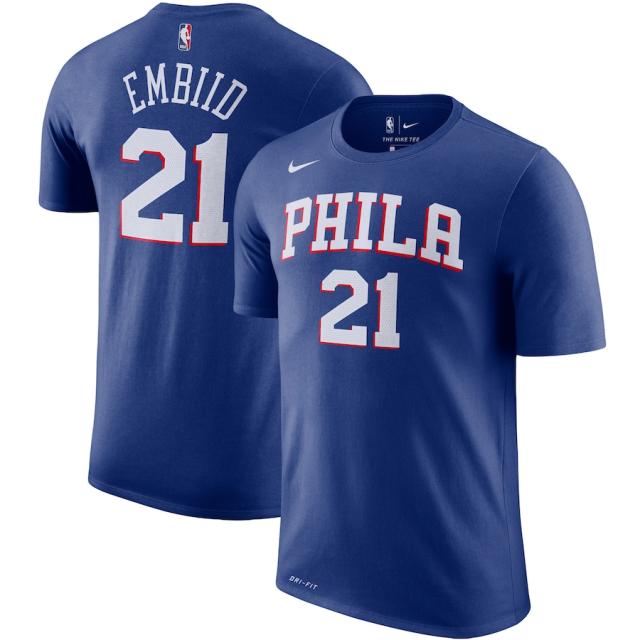 ナイキ メンズ Tシャツ Joel Embiid Philadelphia 76ers Nike Player Name & Number Performance T-Shirt 半袖 Royalの通販は