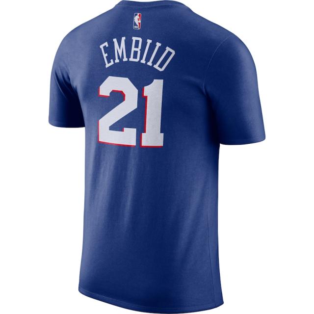 ナイキ メンズ Tシャツ Joel Embiid Philadelphia 76ers Nike Player Name & Number Performance T-Shirt 半袖 Royal