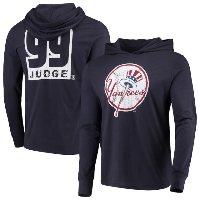 マジェスティック メンズ Tシャツ 長袖 ロンT Aaron Judge "New York Yankees" Majestic Threads Softhand Long Sleeve Player Hoodie T-Shirt - Navyの通販は