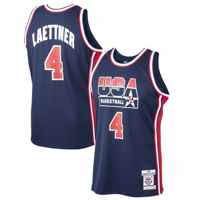 ミッチェル＆ネス メンズ ジャージ Christian Laettner USA Basketball Mitchell & Ness Home 1992 Dream Team Authentic Jersey - Navy