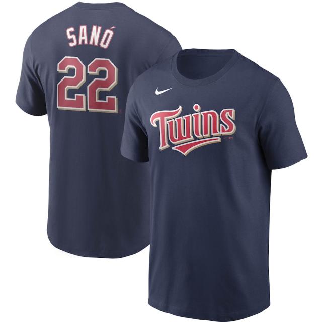 ナイキ メンズ Tシャツ Miguel Sano Minnesota Twins Nike Name & Number T-Shirt 半袖 Navy