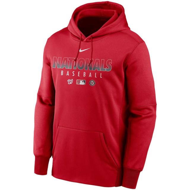 ナイキ メンズ パーカー "Washington Nationals" Nike Authentic Collection Therma Performance Pullover Hoodie - Red_1