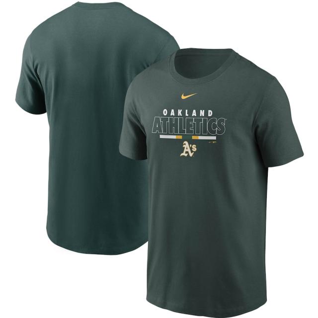 ナイキ メンズ Oakland Athletics Nike Color Bar T-Shirt Tシャツ 半袖 Green