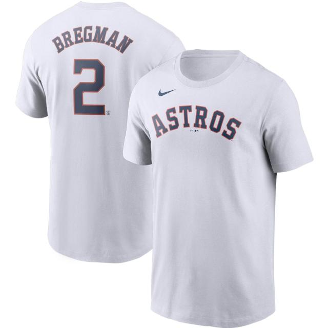 ナイキ メンズ Tシャツ Alex Bregman Houston Astros Nike Name & Number T-Shirt 半袖 White