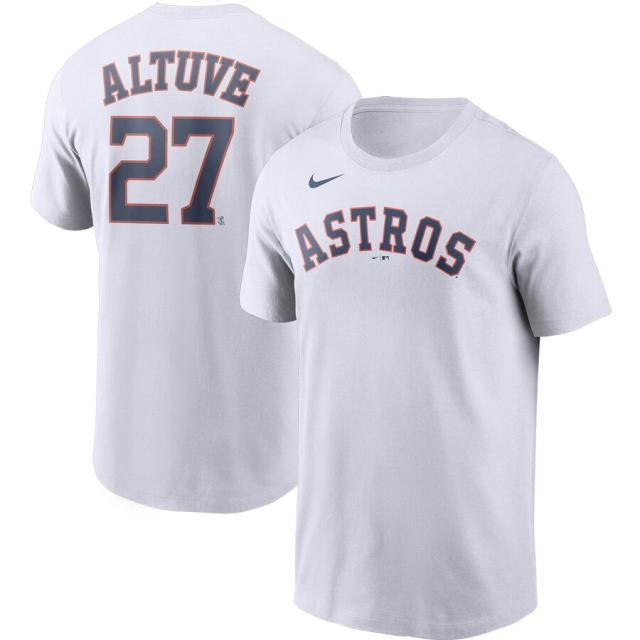 ナイキ メンズ Tシャツ Jose Altuve Houston Astros Nike Name & Number T-Shirt 半袖 White