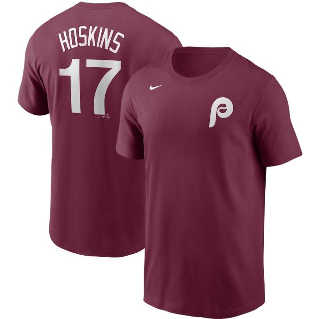ナイキ メンズ "Rhys Hoskins" Philadelphia Phillies Nike Name & Number T-Shirt Tシャツ 半袖 Burgundyの通販は