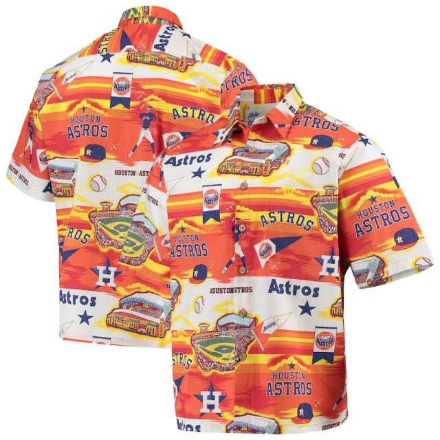 メンズ シャツ "Houston Astros" Reyn Spooner Scenic Button-Up Shirt - Orangeバスケットボールウェア