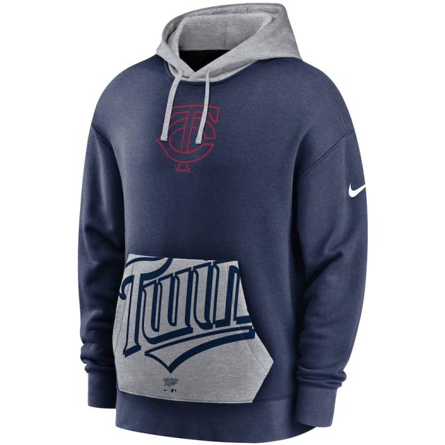 ナイキ メンズ パーカー "Minnesota Twins" Nike Heritage Tri-Blend Pullover Hoodie - Navy/Gray_1