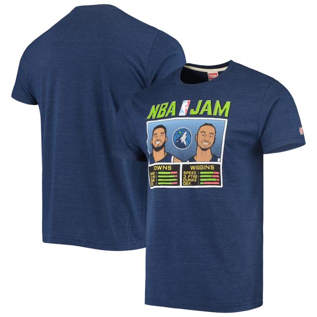 メンズ Tシャツ Andrew Wiggins & Karl-Anthony Towns "Minnesota Timberwolves" NBA Jam T-Shirt - Heathered Navyの通販は