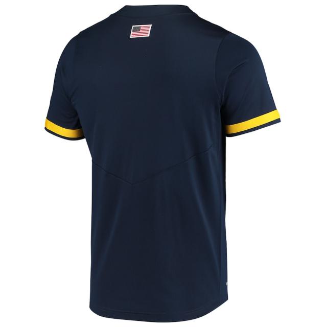ナイキ メンズ Tシャツ "Michigan Wolverines" Nike Replica 2-Button Baseball Jersey - Navy_2