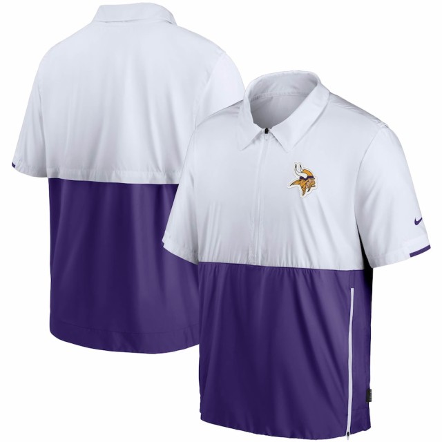 ナイキ メンズ ジャケット "Minnesota Vikings" Nike Sideline Coaches Half-Zip Short Sleeve Jacket - White/Purpleの通販は