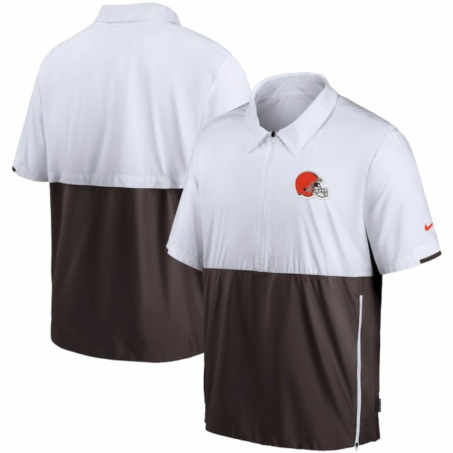 ナイキ メンズ ジャケット "Cleveland Browns" Nike Sideline Coaches Half-Zip Short Sleeve Jacket - White/Brownの通販は