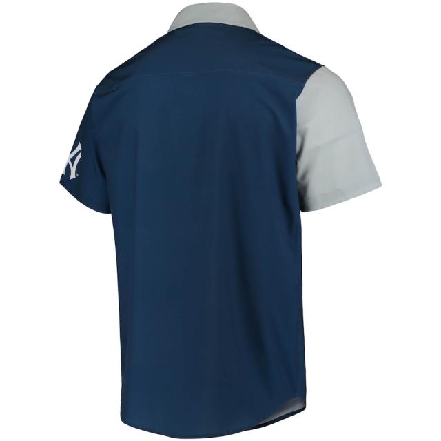 メンズ シャツ New York Yankees Big Logo Button-Up Shirt - Navy