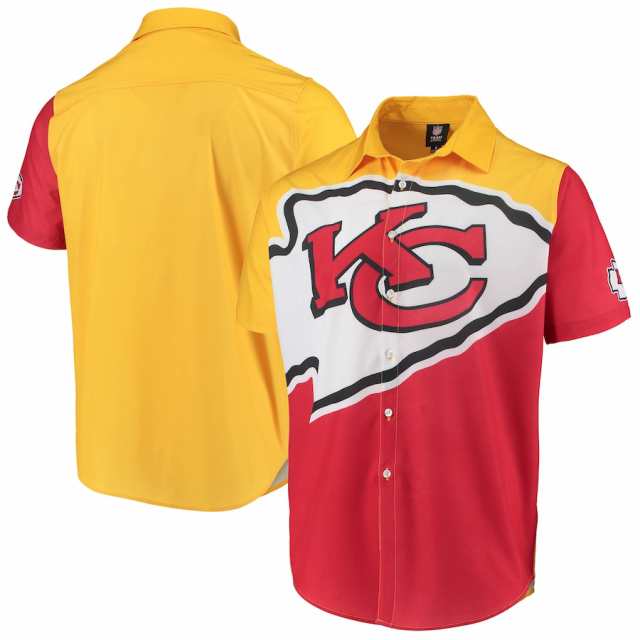 メンズ カジュアルシャツ "Kansas City Chiefs" Big Logo Button-Up Woven T-Shirt - Redの通販は