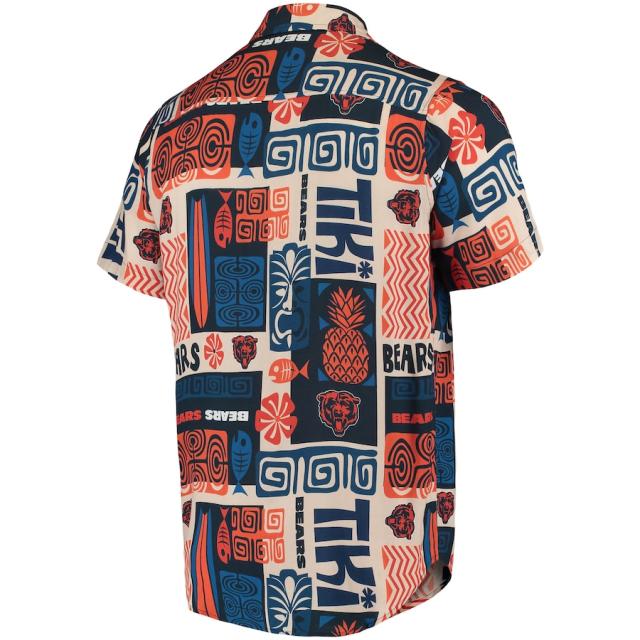 メンズ カジュアルシャツ "Chicago Bears" Tiki Floral Button-Up Woven Shirt - Orange/Tan_2
