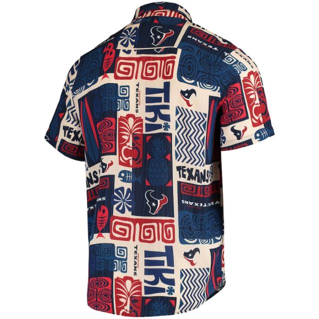 メンズ カジュアルシャツ "Houston Texans" Tiki Floral Button-Up Woven Shirt - Navy/Tan_2