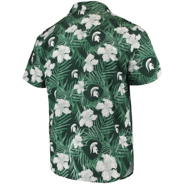 メンズ シャツ Michigan State Spartans Floral Button-Up Shirt - Green