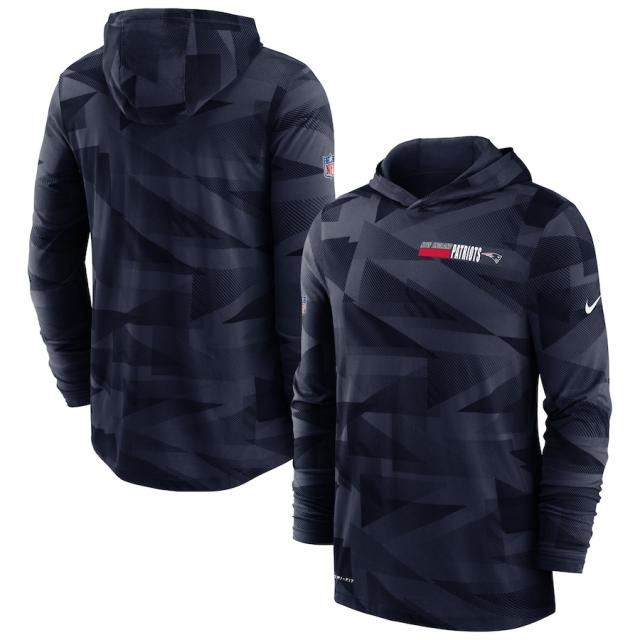ナイキ メンズ Tシャツ 長袖 ロンT "New England Patriots" Nike Sideline Impact Hoodie Performance Long Sleeve T-Shirt - Navyの通販は