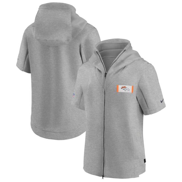 ナイキ メンズ ジャケット Denver Broncos Nike Sideline Showout Short Sleeve Full-Zip Hoodie Jacket - Heathered Grayの通販は