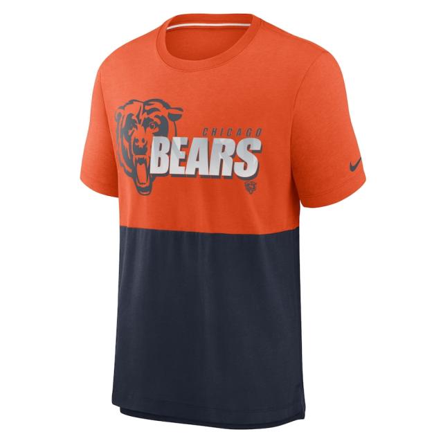 ナイキ メンズ Tシャツ "Chicago Bears" Nike Fan Gear Colorblock Tri-Blend T-Shirt - Orange/Navy_1
