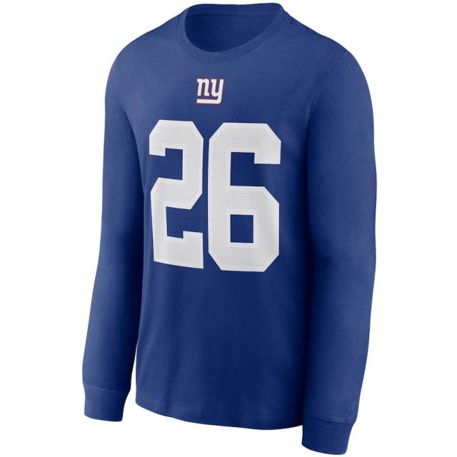 ナイキ メンズ Tシャツ 長袖 ロンT Saquon Barkley "New York Giants" Nike Player Name & Number Long Sleeve T-Shirt - Royal_1