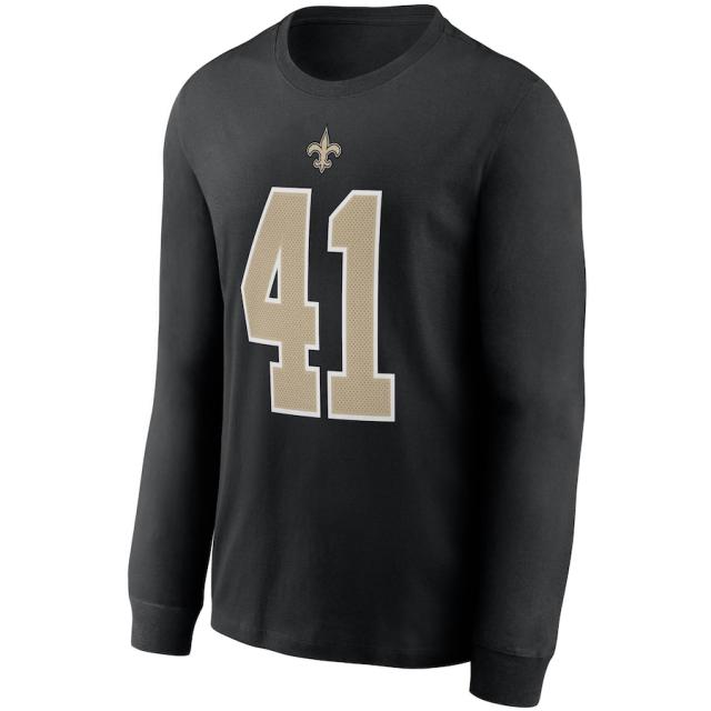 ナイキ メンズ Tシャツ 長袖 ロンT Alvin Kamara "New Orleans Saints" Nike Player Name & Number Long Sleeve T-Shirt - Black_1