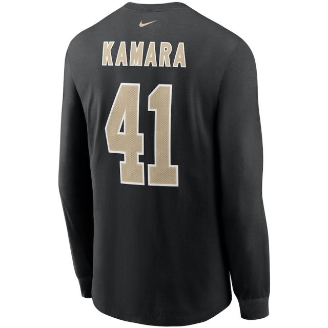 ナイキ メンズ Tシャツ 長袖 ロンT Alvin Kamara "New Orleans Saints" Nike Player Name & Number Long Sleeve T-Shirt - Black_2