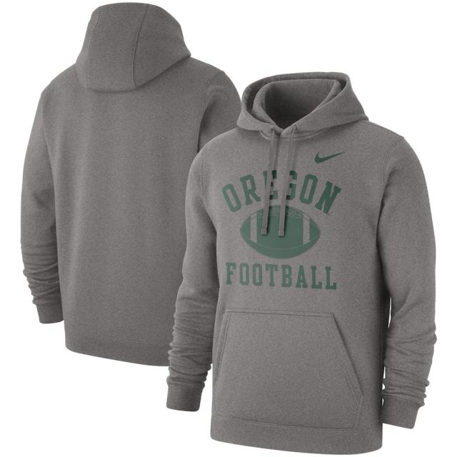 ナイキ メンズ パーカー Oregon Ducks Nike Football Club Pullover Hoodie - Heathered Gray