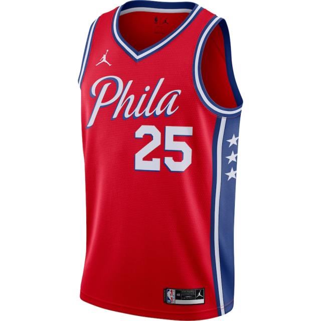 メンズ ジャージ Ben Simmons "Philadelphia 76ers" Jordan Brand 2020/21 Swingman Jersey - Statement Edition - Red_1