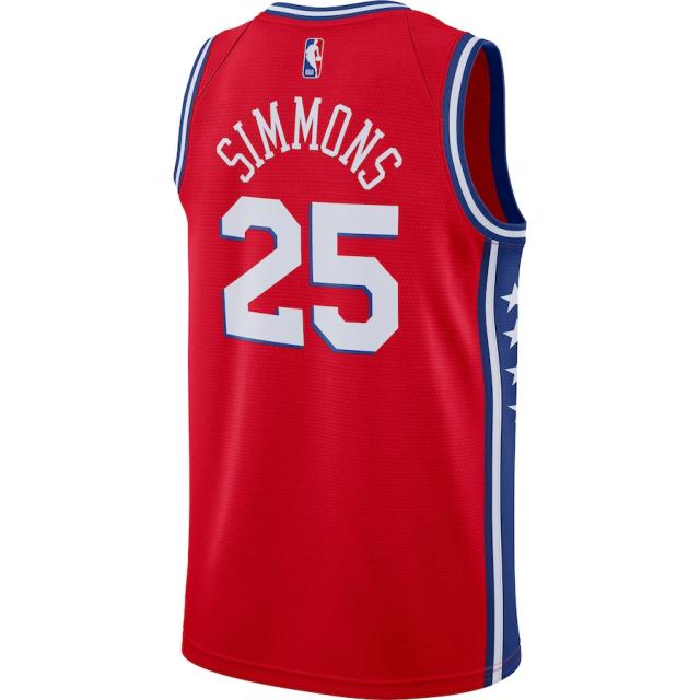 メンズ ジャージ Ben Simmons "Philadelphia 76ers" Jordan Brand 2020/21 Swingman Jersey - Statement Edition - Red_2