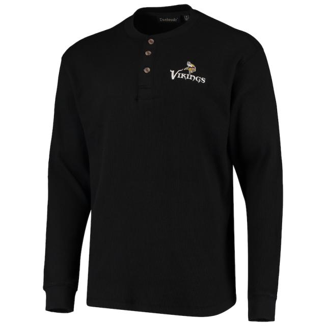 メンズ Tシャツ 長袖 ロンT "Minnesota Vikings" Maverick Thermal Henley Long Sleeve T-Shirt - Black_1