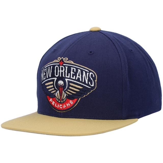 ミッチェル＆ネス メンズ キャップ "New Orleans Pelicans" Mitchell & Ness Two-Tone Wool Snapback Hat - Navy/Goldの通販は 10,010円