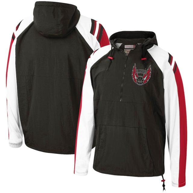 ミッチェル＆ネス メンズ ジャケット Portland Trail Blazers Mitchell & Ness Hardwood Classics Anorak Half-Zip Pullover Hoodie Windbreaker Jacket -Black