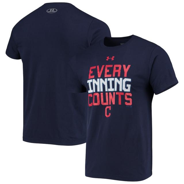 アンダーアーマー メンズ Tシャツ "Cleveland Indians" Under Armour Retro Lock Up Core Performance T-Shirt ??ENavyの通販は
