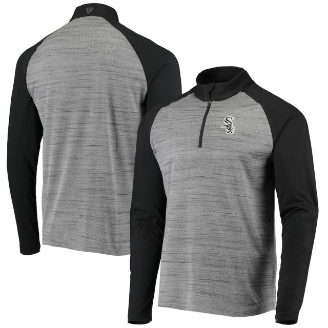 メンズ ジャケット "Chicago White Sox" Levelwear Vandal Raglan Quarter-Zip Pullover Jacket - Gray/Blackの通販は