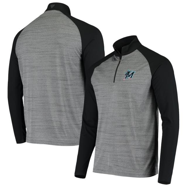 メンズ ジャケット "Miami Marlins" Levelwear Vandal Raglan Quarter-Zip Pullover Jacket - Gray/Blackの通販は